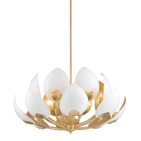 Lotus 16 Light Chandelier in Gold Leaf/White (70|5739-GL/WH)