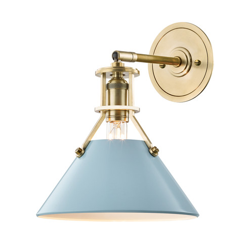 Painted No.2 One Light Wall Sconce in Aged Brass/Blue Bird (70|MDS350-AGB/BB)