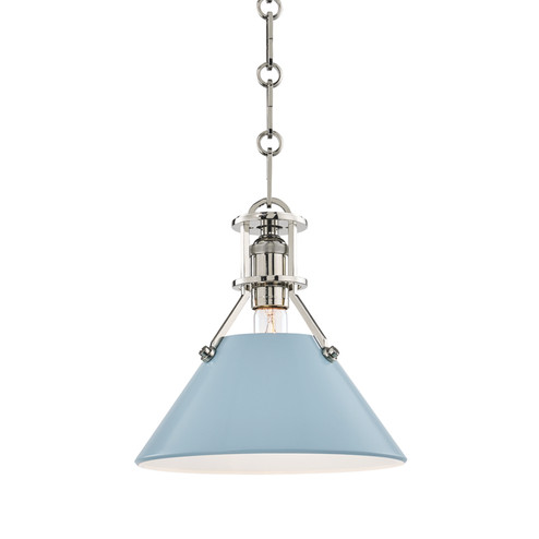 Painted No.2 One Light Pendant in Polished Nickel/Blue Bird (70|MDS351-PN/BB)