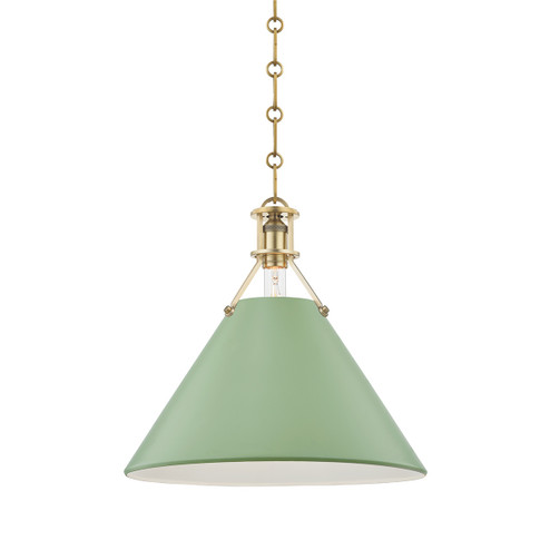 Painted No. 2 One Light Pendant in Aged Brass (70|MDS352-AGB/LFG)