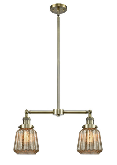 Franklin Restoration Two Light Island Pendant in Antique Brass (405|209-AB-G146)