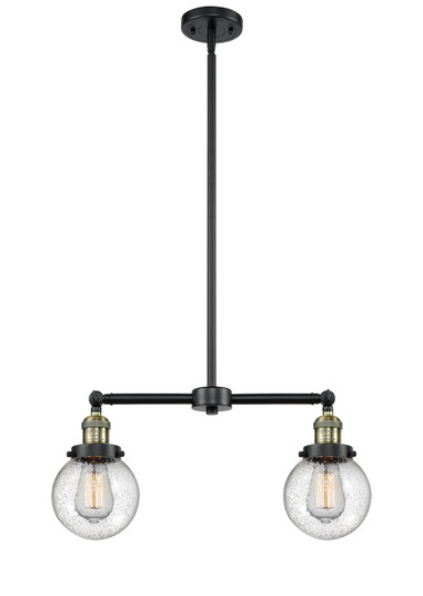 Franklin Restoration Two Light Island Pendant in Black Antique Brass (405|209-BAB-G204-6)