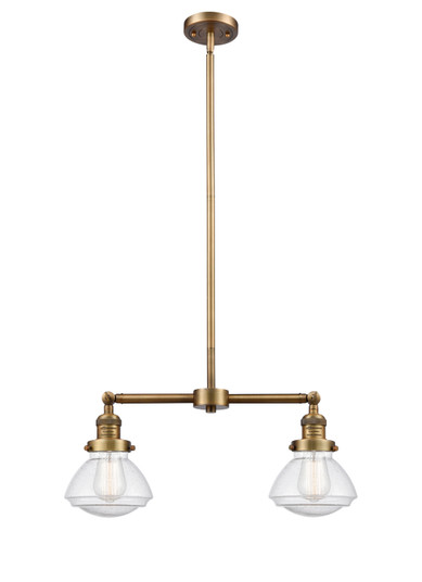 Franklin Restoration Two Light Island Pendant in Brushed Brass (405|209-BB-G324)