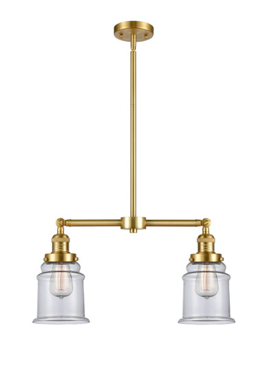 Franklin Restoration Two Light Island Pendant in Satin Gold (405|209-SG-G182)