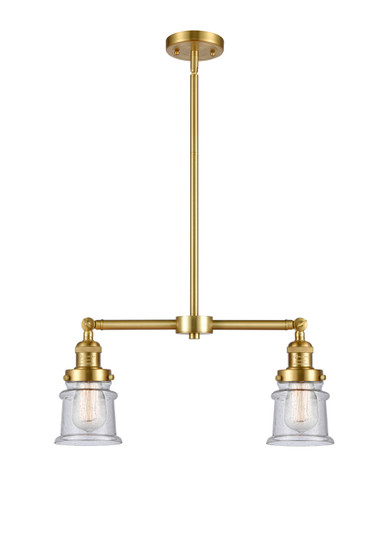 Franklin Restoration Two Light Island Pendant in Satin Gold (405|209-SG-G184S)