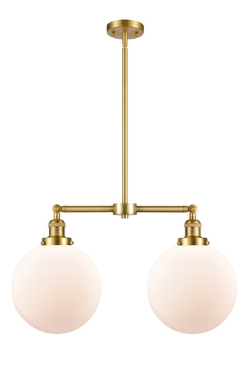 Franklin Restoration Two Light Island Pendant in Satin Gold (405|209-SG-G201-10)