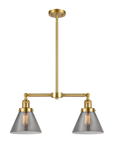 Franklin Restoration Two Light Island Pendant in Satin Gold (405|209-SG-G43)