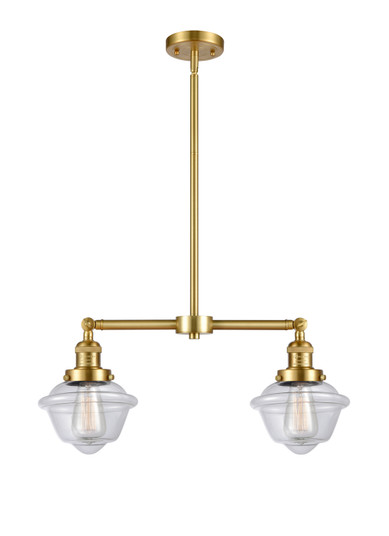 Franklin Restoration Two Light Island Pendant in Satin Gold (405|209-SG-G532)