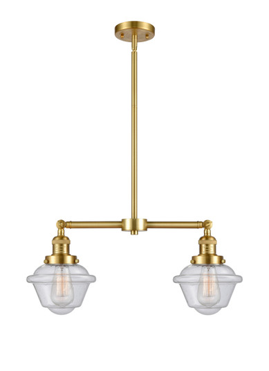 Franklin Restoration Two Light Island Pendant in Satin Gold (405|209-SG-G534)