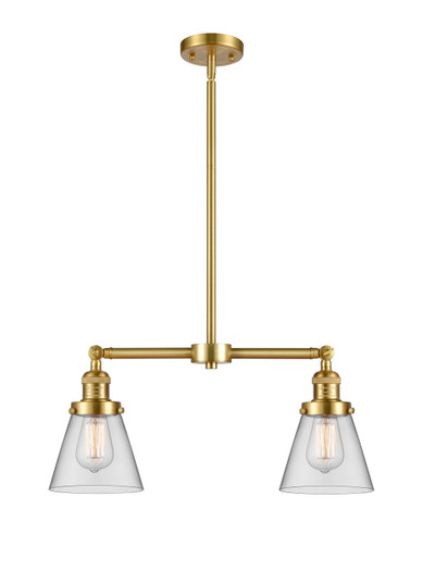 Franklin Restoration Two Light Island Pendant in Satin Gold (405|209-SG-G62)
