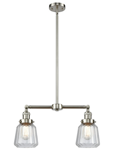 Franklin Restoration Two Light Island Pendant in Brushed Satin Nickel (405|209-SN-G142)