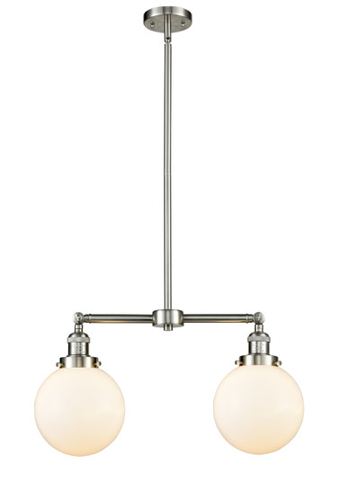 Franklin Restoration Two Light Island Pendant in Brushed Satin Nickel (405|209-SN-G201-8)