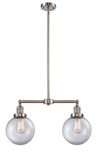 Franklin Restoration LED Island Pendant in Brushed Satin Nickel (405|209-SN-G202-8-LED) Franklin Restoration LED Island Pendant in Brushed Satin Nickel (405|209-SN-G202-8-LED)