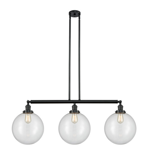 Franklin Restoration Three Light Island Pendant in Matte Black (405|213-BK-G202-12)
