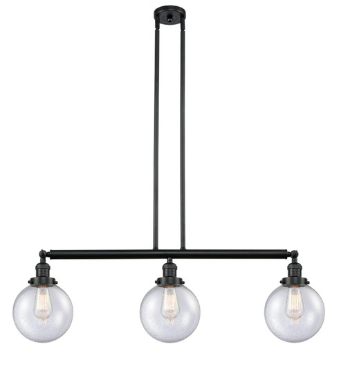 Franklin Restoration Three Light Island Pendant in Matte Black (405|213-BK-G204-8)
