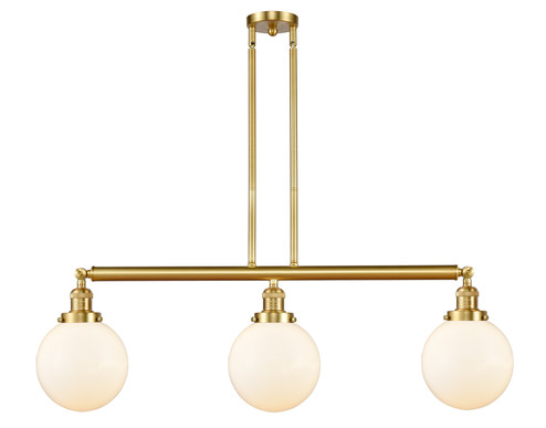 Franklin Restoration Three Light Island Pendant in Satin Gold (405|213-SG-G201-8)