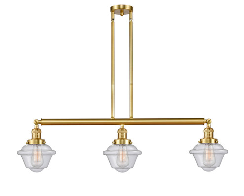 Franklin Restoration Three Light Island Pendant in Satin Gold (405|213-SG-G534)