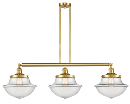 Franklin Restoration Three Light Island Pendant in Satin Gold (405|213-SG-G542)