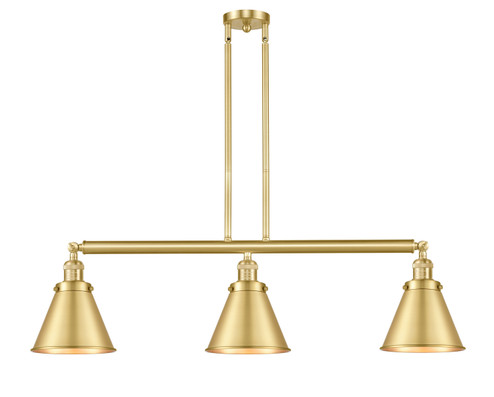 Franklin Restoration Three Light Island Pendant in Satin Gold (405|213-SG-M13-SG) Franklin Restoration Three Light Island Pendant in Satin Gold (405|213-SG-M13-SG)