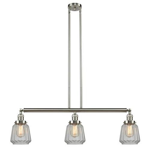 Franklin Restoration Three Light Island Pendant in Brushed Satin Nickel (405|213-SN-G142)