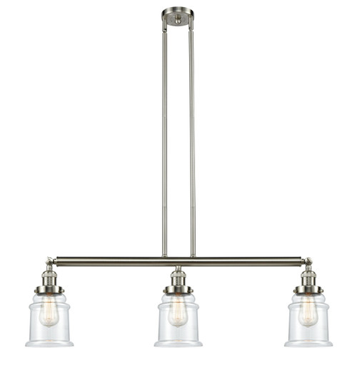 Franklin Restoration Three Light Island Pendant in Brushed Satin Nickel (405|213-SN-G182) Franklin Restoration Three Light Island Pendant in Brushed Satin Nickel (405|213-SN-G182)