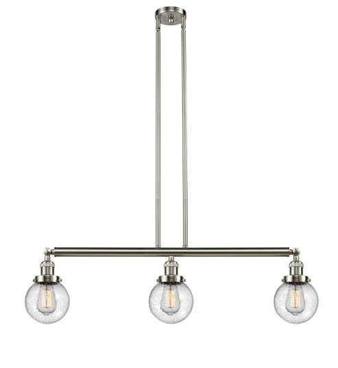 Franklin Restoration Three Light Island Pendant in Brushed Satin Nickel (405|213-SN-G204-6)