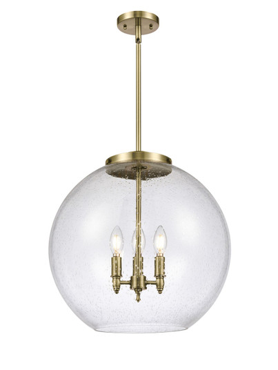 Ballston Three Light Pendant in Antique Brass (405|221-3S-AB-G124-18)