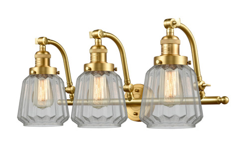 Franklin Restoration Three Light Bath Vanity in Satin Gold (405|515-3W-SG-G142)
