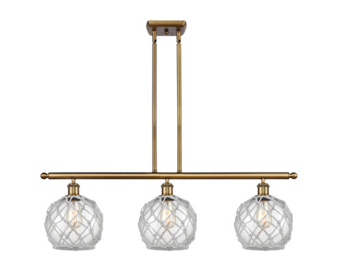 Ballston Three Light Island Pendant in Brushed Brass (405|516-3I-BB-G122-8RW)