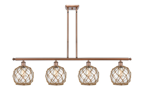 Ballston Four Light Island Pendant in Antique Copper (405|516-4I-AC-G122-8RB)