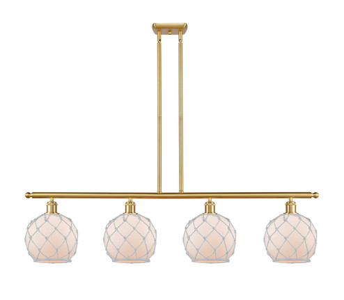 Ballston Four Light Island Pendant in Satin Gold (405|516-4I-SG-G121-8RW)