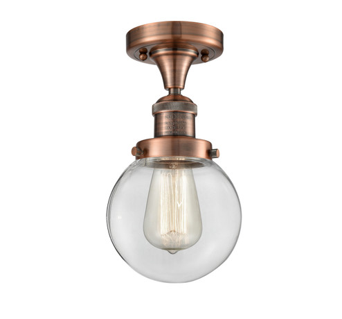 Franklin Restoration LED Semi-Flush Mount in Antique Copper (405|517-1CH-AC-G202-6-LED)