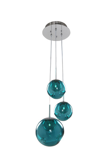 Meteor Three Light Pendant in Chrome (33|309540CH/AQUA)