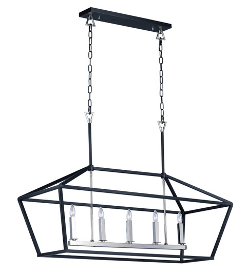 Abode Five Light Chandelier in Textured Black / Polished Nickel (16|25157TXBPN)