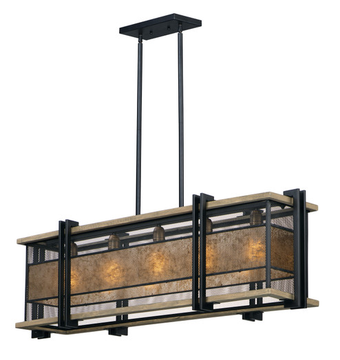 Boundry Five Light Linear Pendant in Black / Barn Wood / Antique Brass (16|27567BKBWAB)