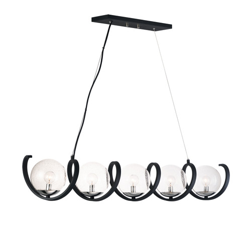 Curlicue Five Light Pendant in Black / Polished Nickel (16|35105CDBKPN)