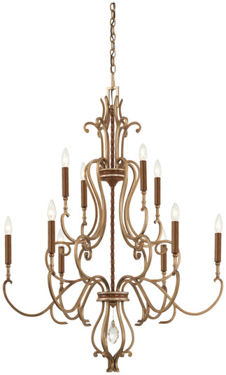 Magnolia Manor Ten Light Chandelier in Pale Gold With Distressed Bronze (29|N6558-690)