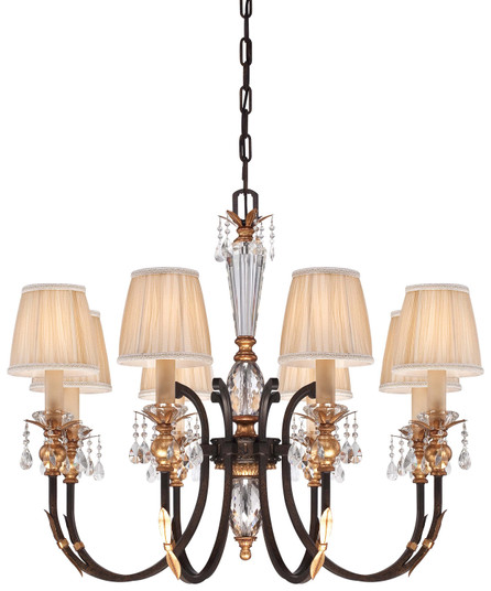 Bella Cristallo Eight Light Chandelier in French Bronze With Gold Leaf Highlights (29|N6648-258B)