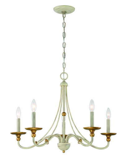 Westchester County Five Light Chandelier in Farmhouse White w/Gilded Gold Leaf (7|1044-701)