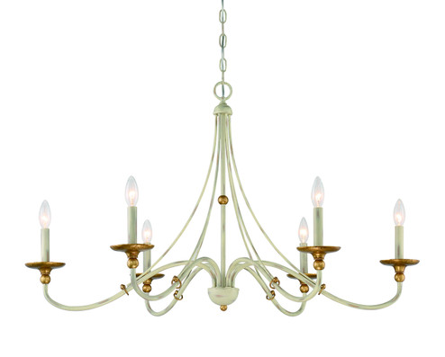 Westchester County Six Light Chandelier in Farm House White With Gilded G (7|1046-701)