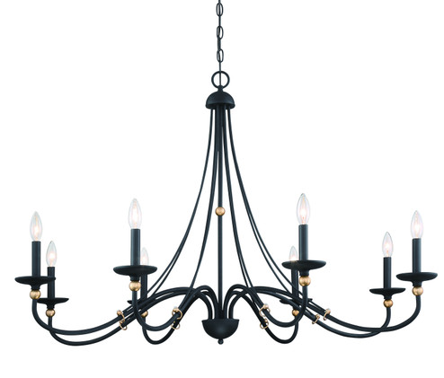 Westchester County Eight Light Chandelier in Sand Coal w/Skyline Gold Leaf (7|1048-677)