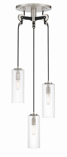 Pullman Junction Three Light Pendant in Coal w/Brushed Nickel (7|2897-691)