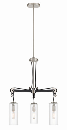 Pullman Junction Three Light Chandelier in Coal With Brushed Nickel (7|2898-691)