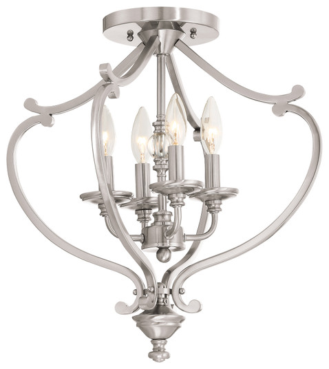 Savannah Row Four Light Semi Flush Mount(Convertible) in Brushed Nickel (7|3332-84) Savannah Row Four Light Semi Flush Mount(Convertible) in Brushed Nickel (7|3332-84)
