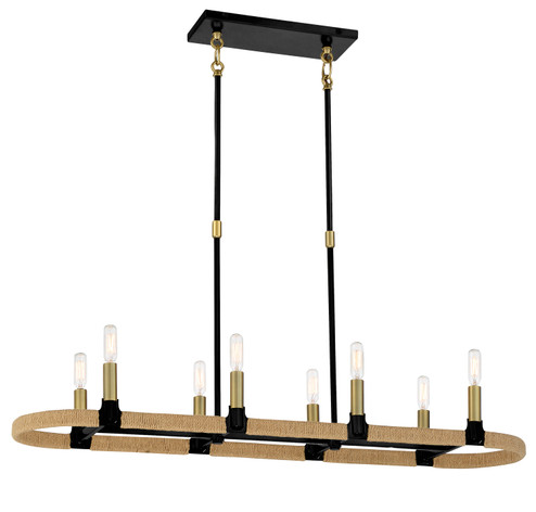 Windward Passage Eight Light Island Pendant in Coal And Soft Brass (7|3868-726)