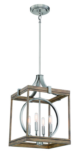 Country Estates Four Light Pendant in Sun Faded Wood W/Brushed Nicke (7|4014-280)