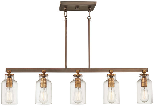 Morrow Five Light Island Pendant in Harvard Court Bronze W/Gold Hi (7|4556-588)