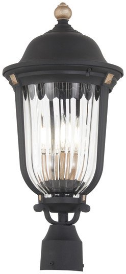 Peale Street Three Light Outdoor Post Mount in Sand Coal And Vermeil Gold (7|73238-738)