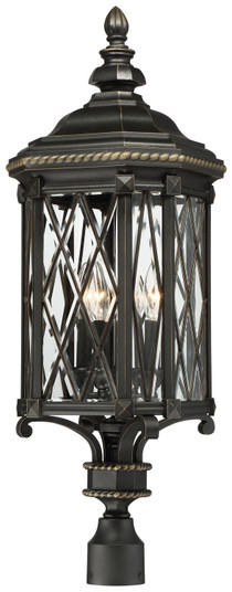 Bexley Manor Four Light Post Mount in Black w/Gold Highlights (7|9326-585)