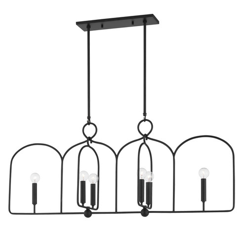 Mallory Six Light Linear in Aged Iron (428|H512906-AI)